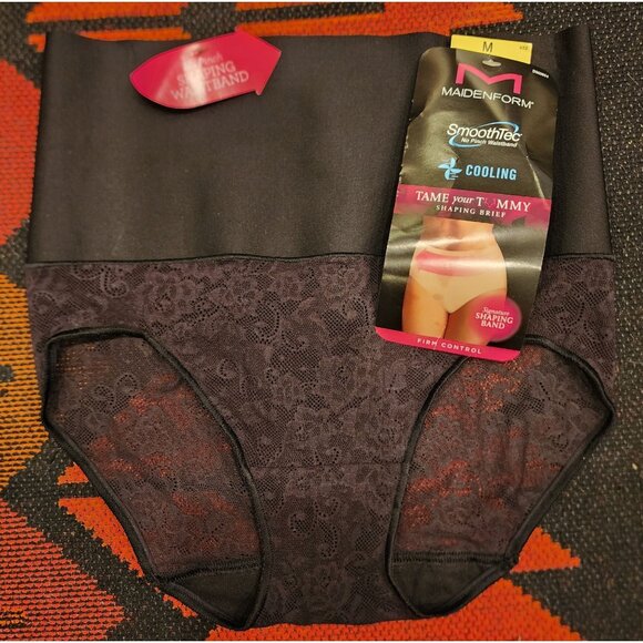 NEW Women's Maidenform  Shaping Brief Black Lace SmoothTec Waistband Medium - Picture 1 of 5